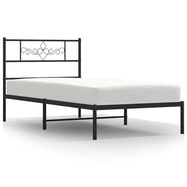 vidaXL Metal Bed Frame without Mattress with Headboard Black 100x190cm
