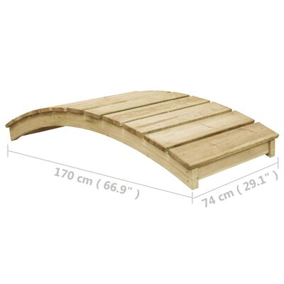 vidaXL B-Stock Garden Bridge 170x74 cm Impregnated Solid Wood Pine