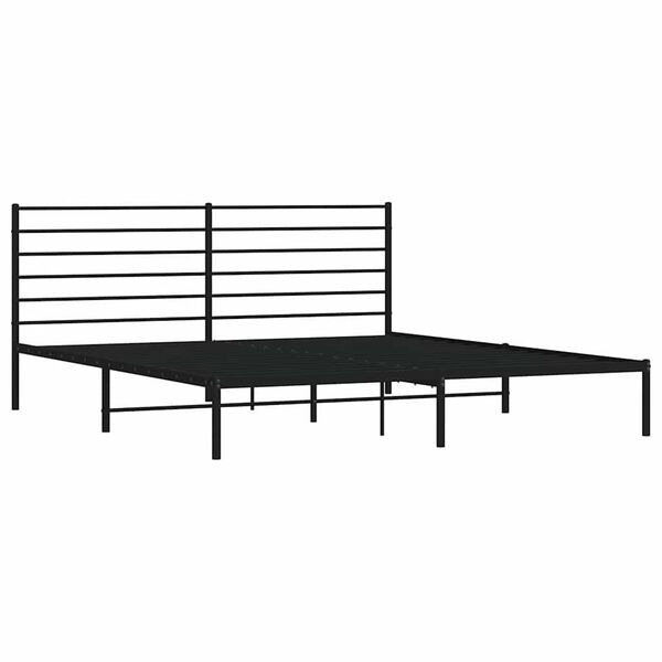vidaXL Metal Bed Frame without Mattress with Headboard Black 180x200cm