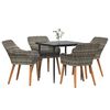 vidaXL Garden Dining Set with Cushion 5 pcs Grey Poly Rattan
