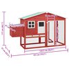vidaXL Chicken Coop with Nest Box Red and White Solid Fir Wood