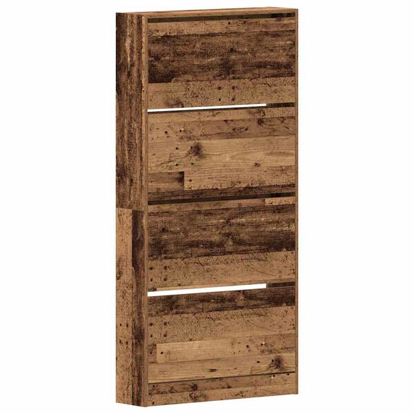 vidaXL Shoe Cabinet Old Wood 80 x 21 x 163.5 cm Engineered Wood