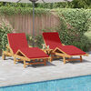 vidaXL Sun Lounger 2-person 3 pcs Red 40 x 40 x 40cm Solid Acacia wood