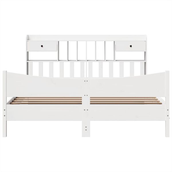 vidaXL Bed Frame without Mattress White 180x200 cm Super King Solid Wood Pine