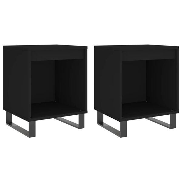 vidaXL Bedside Cabinets 2 pcs Black 40x35x50 cm Engineered Wood
