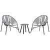 vidaXL Garden Chair Set 3 pcs Black and Light Grey Poly Rattan