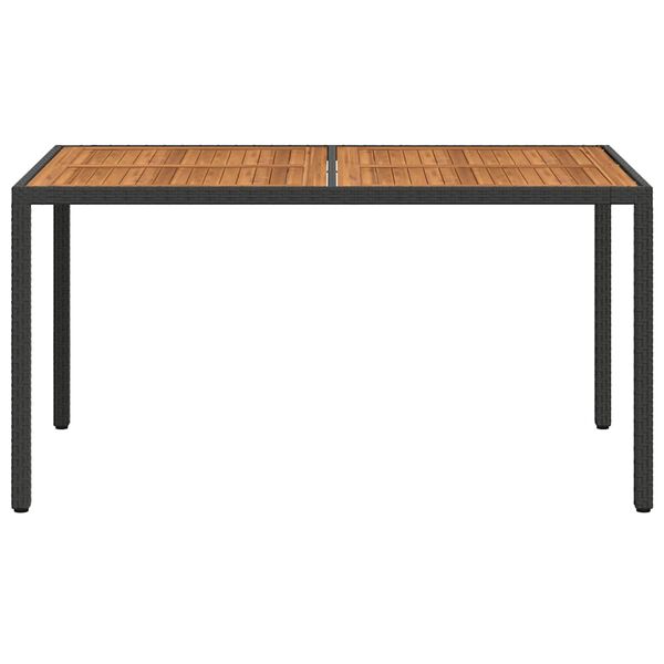 vidaXL Garden Table 150x90x75 cm Poly Rattan and Acacia Wood Black