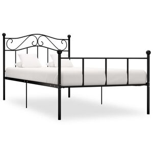 vidaXL Bed Frame | Black | Metal | Single | Bed Frame | Rectangular
