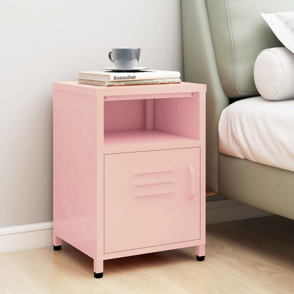 vidaXL Nightstand Pink 35x35x51 cm Steel