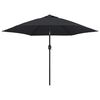 vidaXL Garden Parasol with LED Lights and Steel Pole 300 cm Black