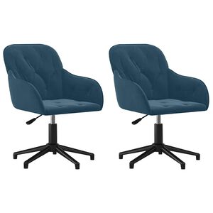 vidaXL Swivel Dining Chairs 2 pcs Blue Velvet
