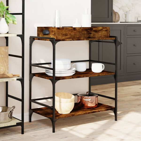 vidaXL Kitchen Trolley Smoked Oak 81.5x41x92.5 cm Engineered Wood