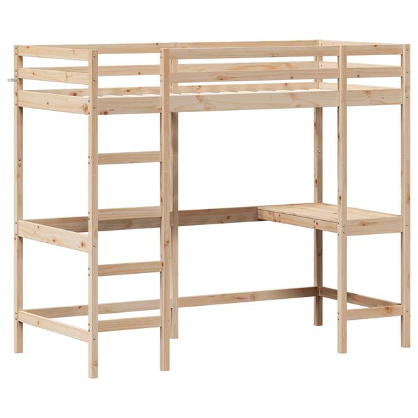 vidaXL Loft Bed without Mattress 100x200 cm Solid Wood Pine