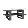 vidaXL Coffee Table High Gloss Grey 110x55x42 cm Engineered Wood