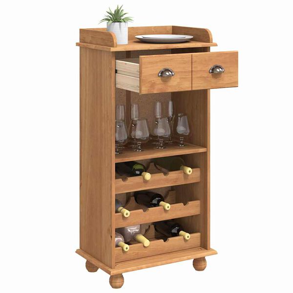 vidaXL Wine Cabinet ASKIM Honey Wax 57 x 37 x 114 cm Solid Pine Wood