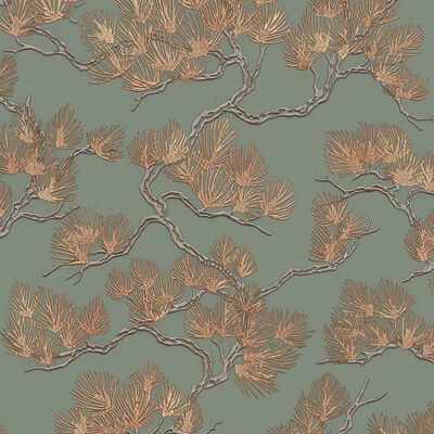 DUTCH WALLCOVERINGS Wallpaper Pine Tree Green