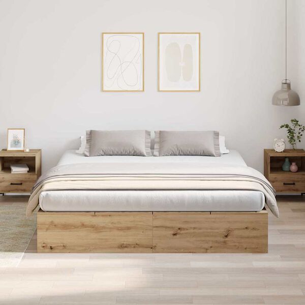 vidaXL Storage Bed Frame Artisan Oak 200 x 200 cm Engineered Wood