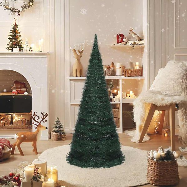 vidaXL Pop-up String Artificial Pre-lit Christmas Tree Green 210 cm