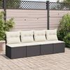 vidaXL 2 Piece Garden Sofa Set with Cushions Black Poly Rattan Acacia