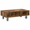 vidaXL Side Table with Wheels Smoked Oak 90 x 50 x 30 cm