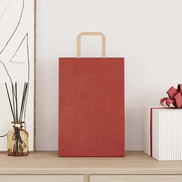 vidaXL Paper Bags 250 pcs with Handles Red 21x11x31 cm