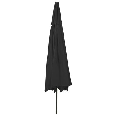 vidaXL Outdoor Parasol with LED Lights and Metal Pole 400 cm Black
