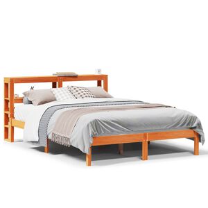 vidaXL Bed Frame with Headboard without Mattress Wax Brown 140x190 cm