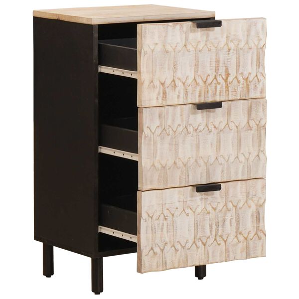 vidaXL Sideboard White Wash Finish 40 x 33.5 x 75 cm Solid Mango Wood