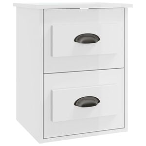 vidaXL Wall-mounted Bedside Cabinet High Gloss White 41.5x36x53cm