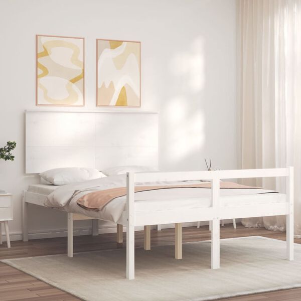 vidaXL Senior Bed without Mattress White Small Double Solid Wood