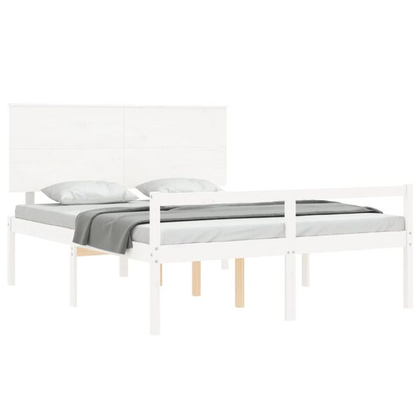 vidaXL Senior Bed without Mattress White King Size Solid Wood