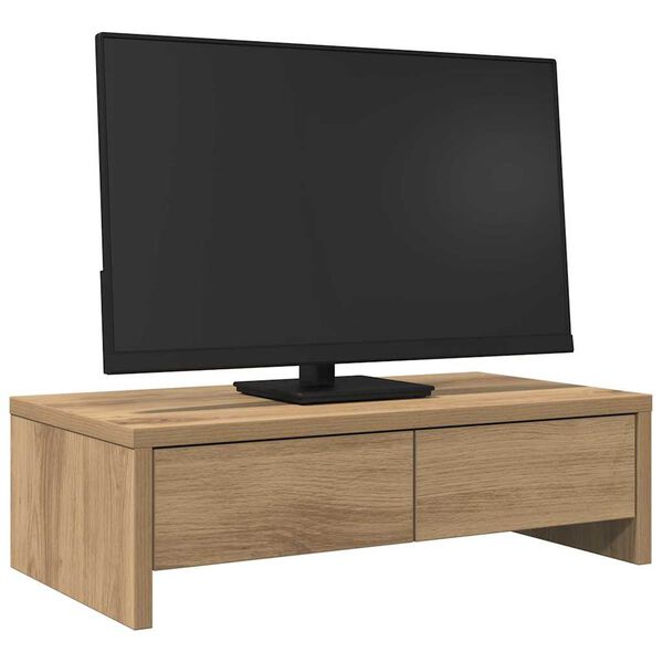 vidaXL Monitor Stand with Drawers Artisian Oak 50x27x15 cm Engineered Wood