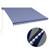 vidaXL Manual Retractable Awning with LED 400x300 cm Blue and White