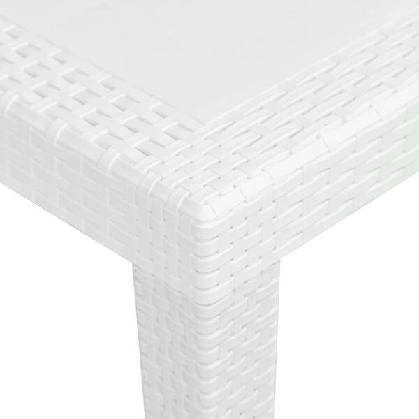vidaXL Garden Table White 79x79x72 cm Plastic Rattan Look