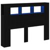 vidaXL LED Headboard Black Oak Engineered Wood