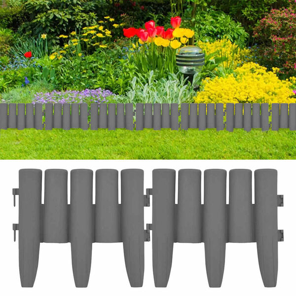 vidaXL Lawn Edgings 36 pcs Grey 10 m PP