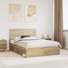 vidaXL Bed Frame with Headboard Sonoma 140 x 200 cm Solid Pine Wood