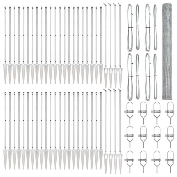 vidaXL Fence with Posts Silver 1.6 x 100 m PVC-coated steel