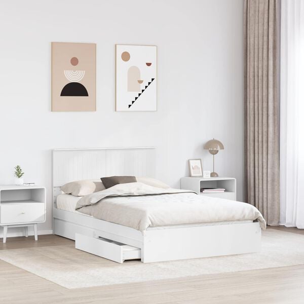 vidaXL Storage Bed with Headboard White 120 x 200 cm Engineered Wood