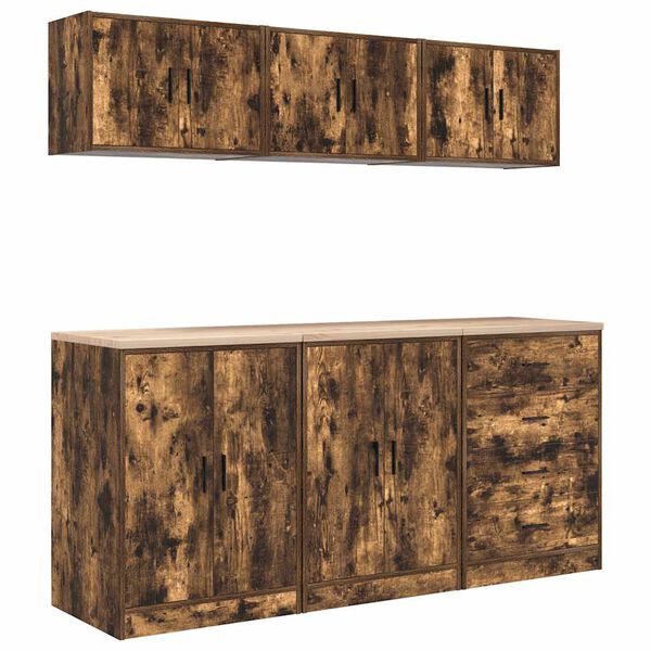 vidaXL Garage Cabinets 6 pcs Smoked Oak Engineered Wood