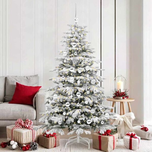 vidaXL Artificial Hinged Christmas Tree White 180 cm PE and PVC