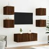 vidaXL TV Wall Cabinet with LED Lights Brown Oak 30.5x35x30 cm