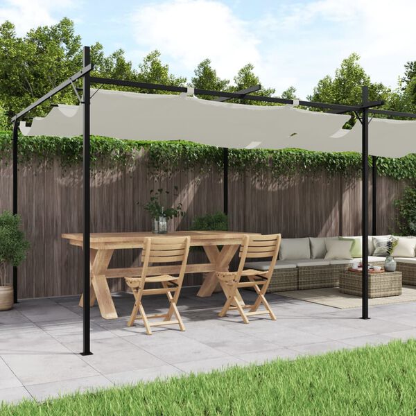 vidaXL Pergola with Retractable Roof Cream 589x292x230 cm