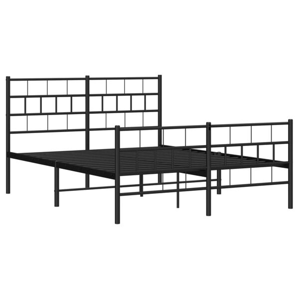 vidaXL Metal Bed Frame without Mattress with Footboard Black 140x190cm