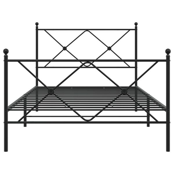 vidaXL Metal Bed Frame without Mattress with Footboard Black 107x203cm
