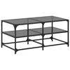 vidaXL Coffee Table with Black Glass Top 98.5x50x45 cm Steel
