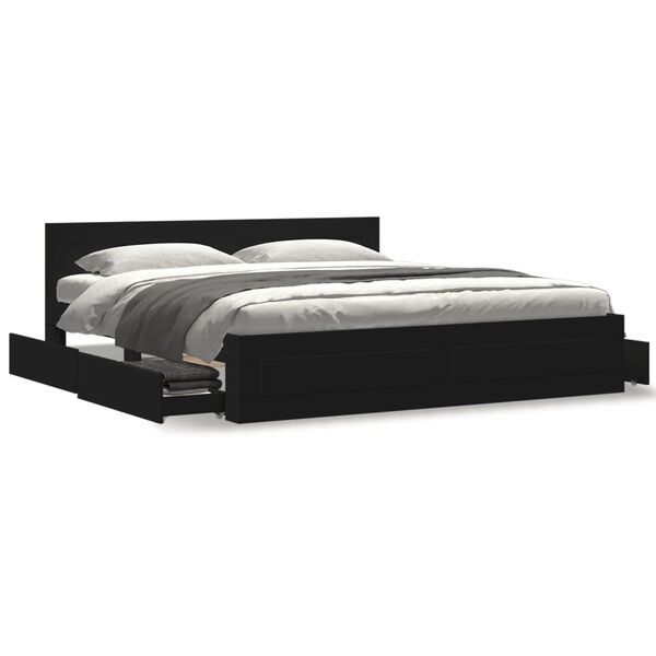 vidaXL Bed Frame with Headboard without Mattress Black 200x200 cm
