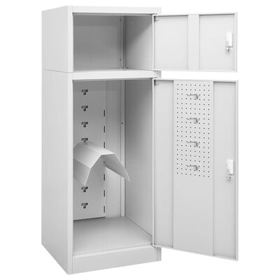 vidaXL Saddle Cabinet Light Grey 53x53x140 cm Steel