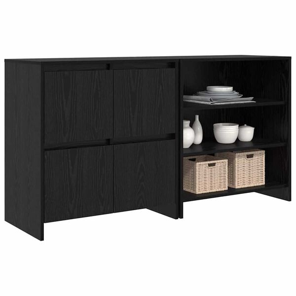 vidaXL Sideboard 2 pcs Black Oak 70 x 41 x 75 cm Engineered Wood