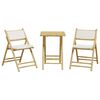 vidaXL 3 Piece Folding Bistro set with Cream White Cushions Bamboo